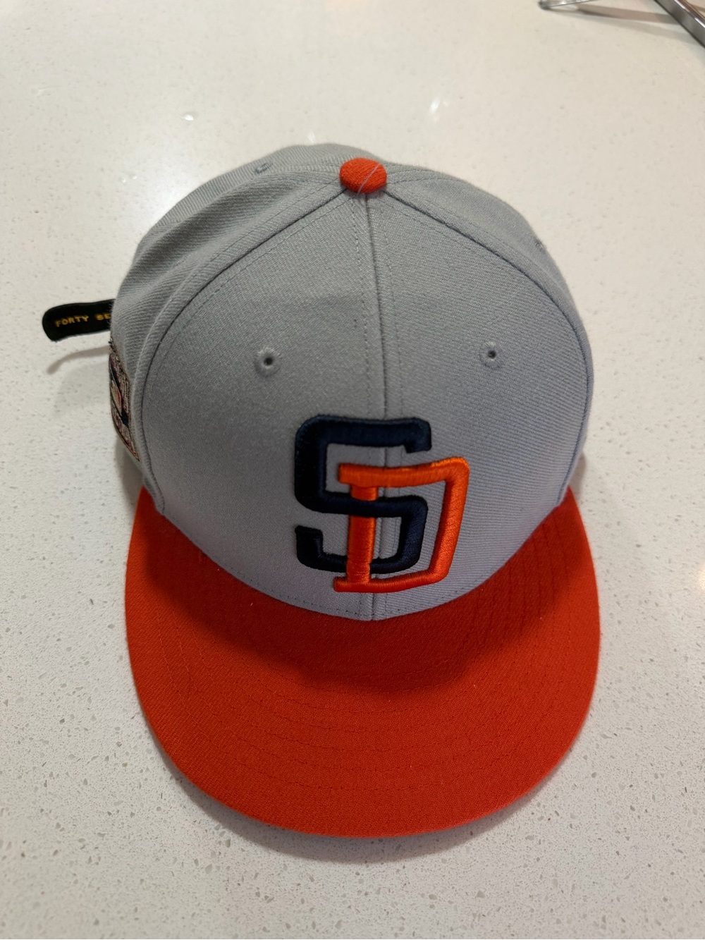 SD Embroidered Two-Tone Baseball Cap - Gray & Orange